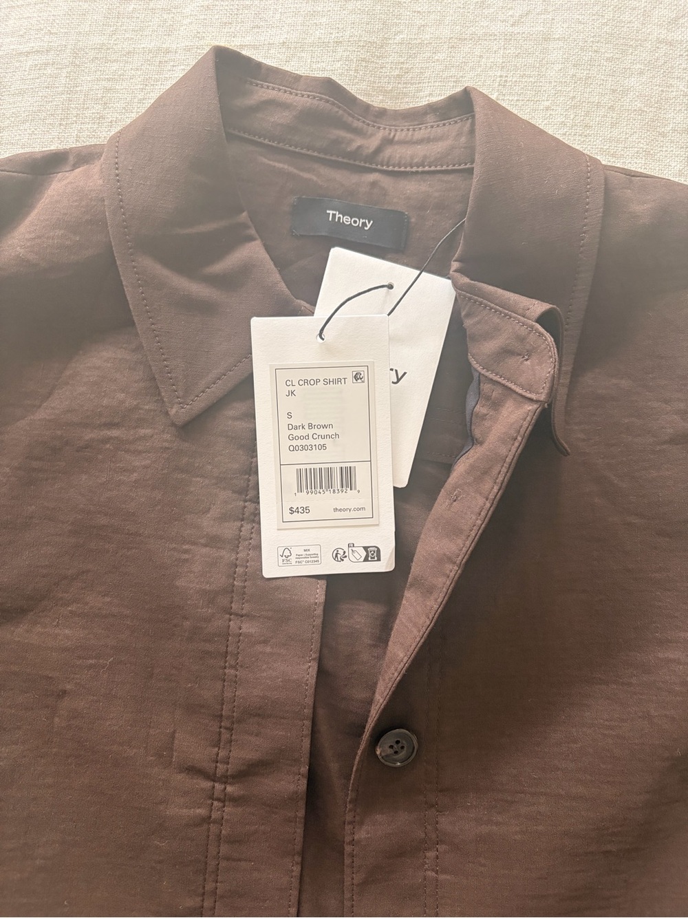 Theory Chocolate Brown Cropped Shirt Jacket - Picture 4 of 4